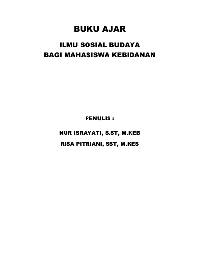 BUKU AJAR  ILMU SOSIAL BUDAYA  BAGI MAHASISWA KEBIDANAN